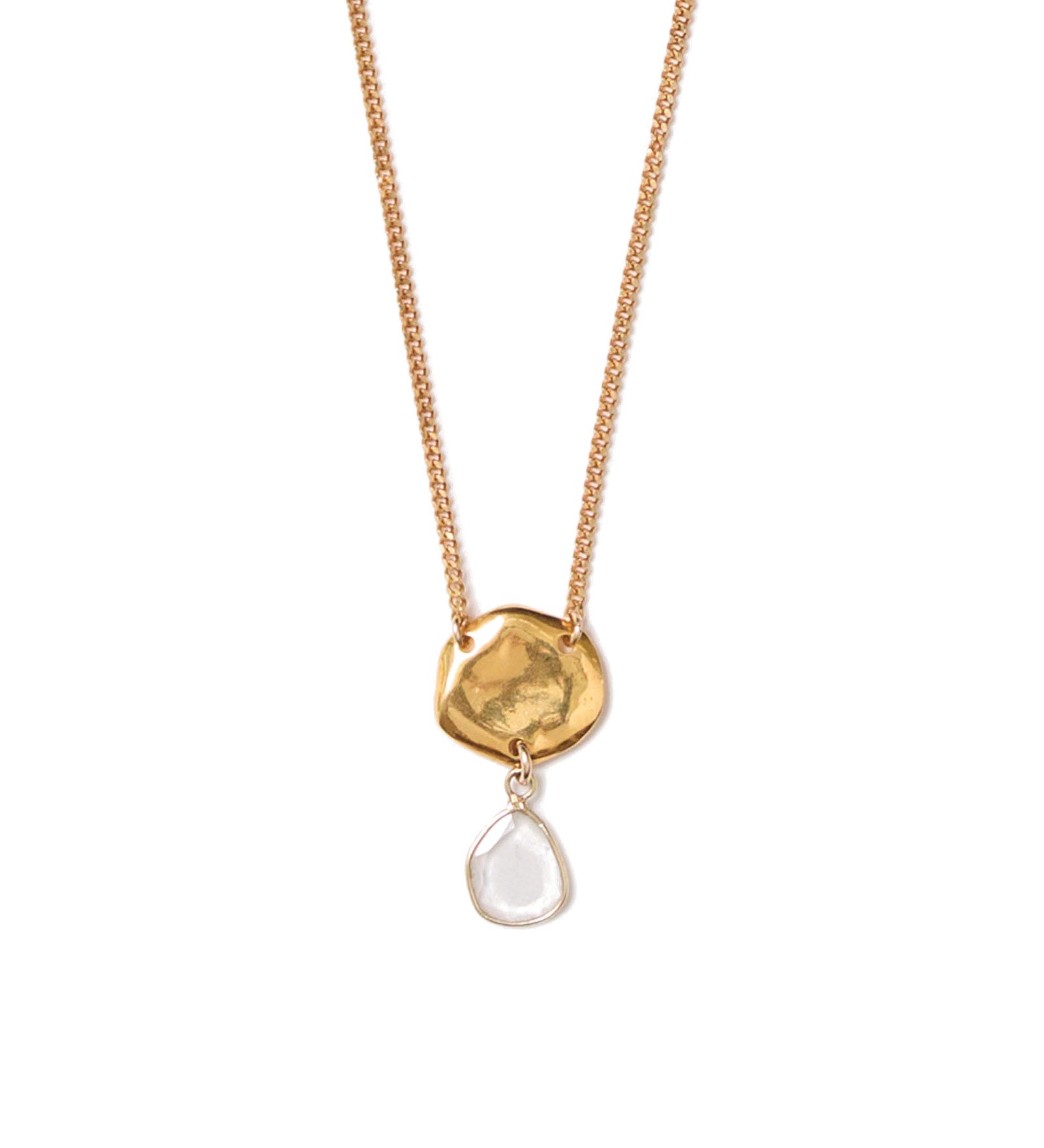 Moissanite Bezel Charm Necklace 18k Gold Vermeil, Moissanite