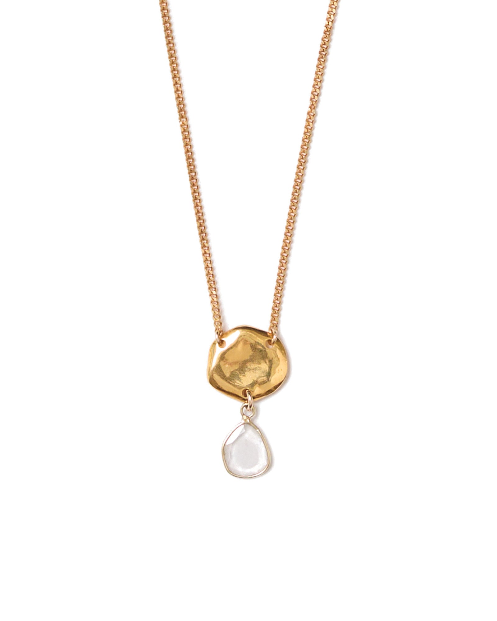 Moissanite Bezel Charm Necklace 18k Gold Vermeil, Moissanite