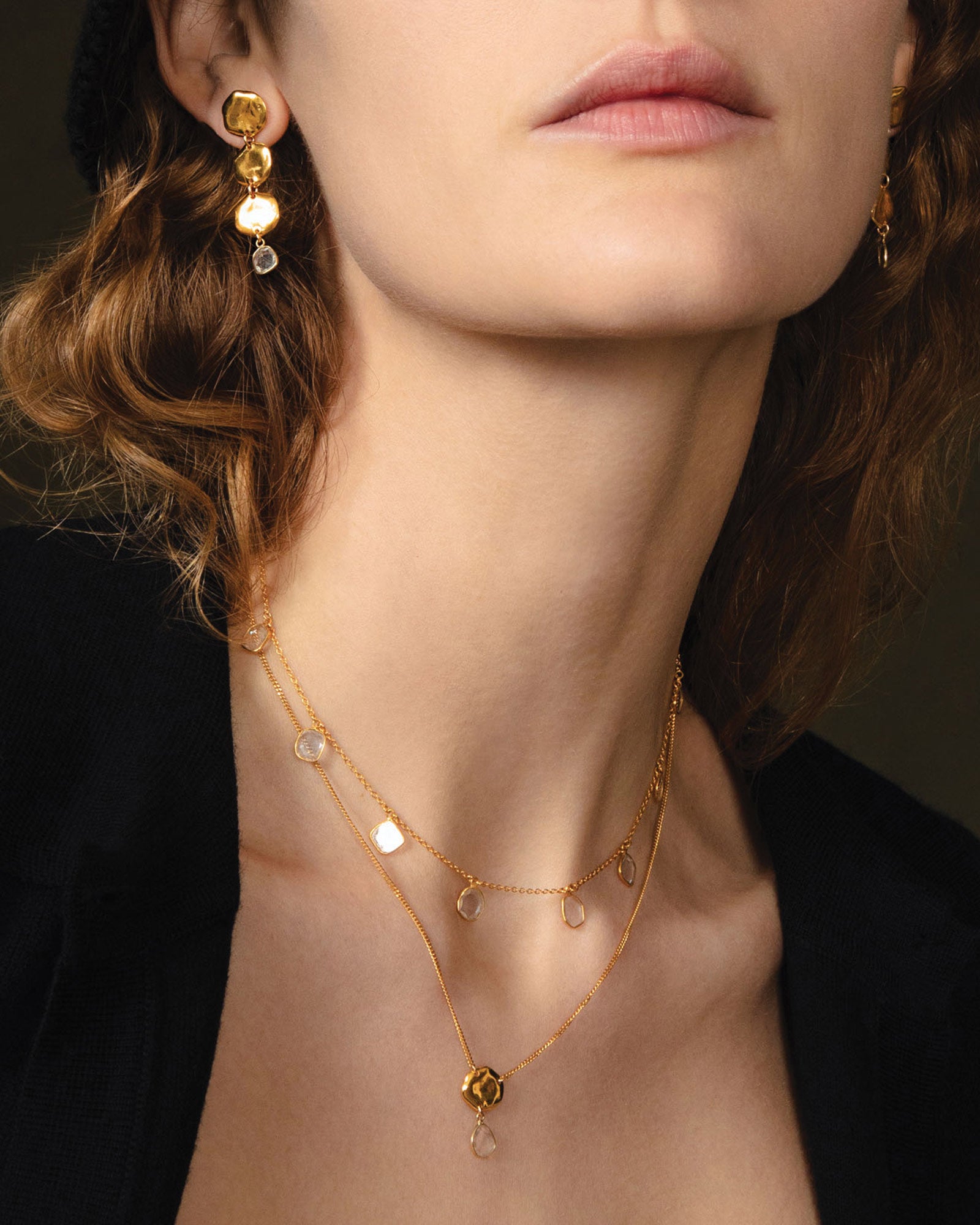 Mosissanite Coin Drop Earrings 18k Gold Vermeil, Moissanite