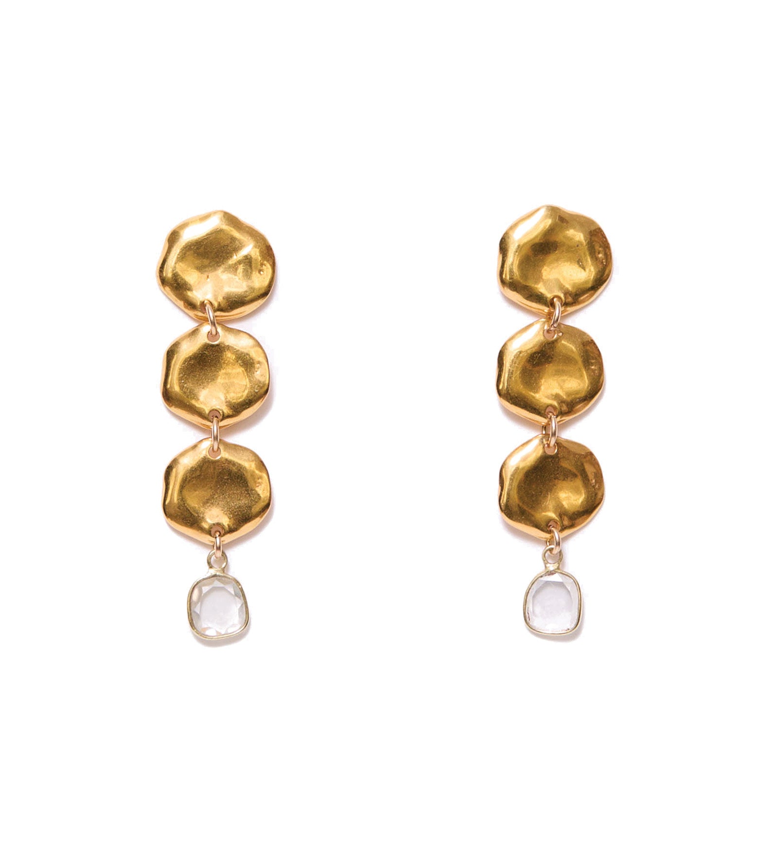 Mosissanite Coin Drop Earrings 18k Gold Vermeil, Moissanite