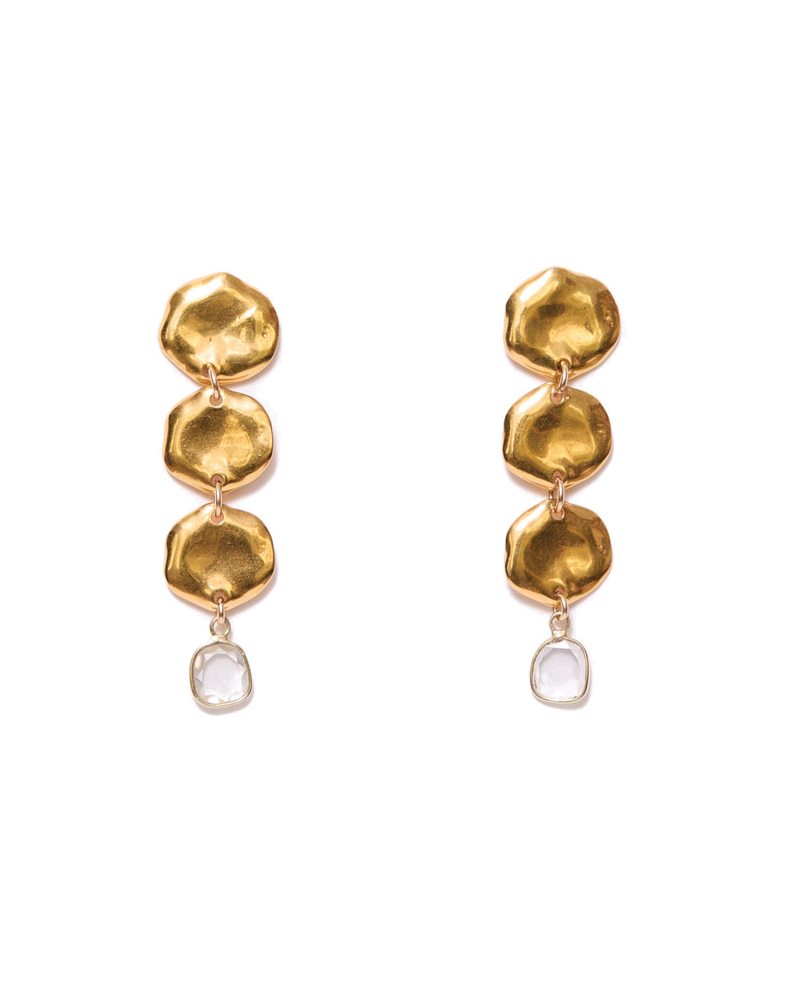 Mosissanite Coin Drop Earrings 18k Gold Vermeil, Moissanite