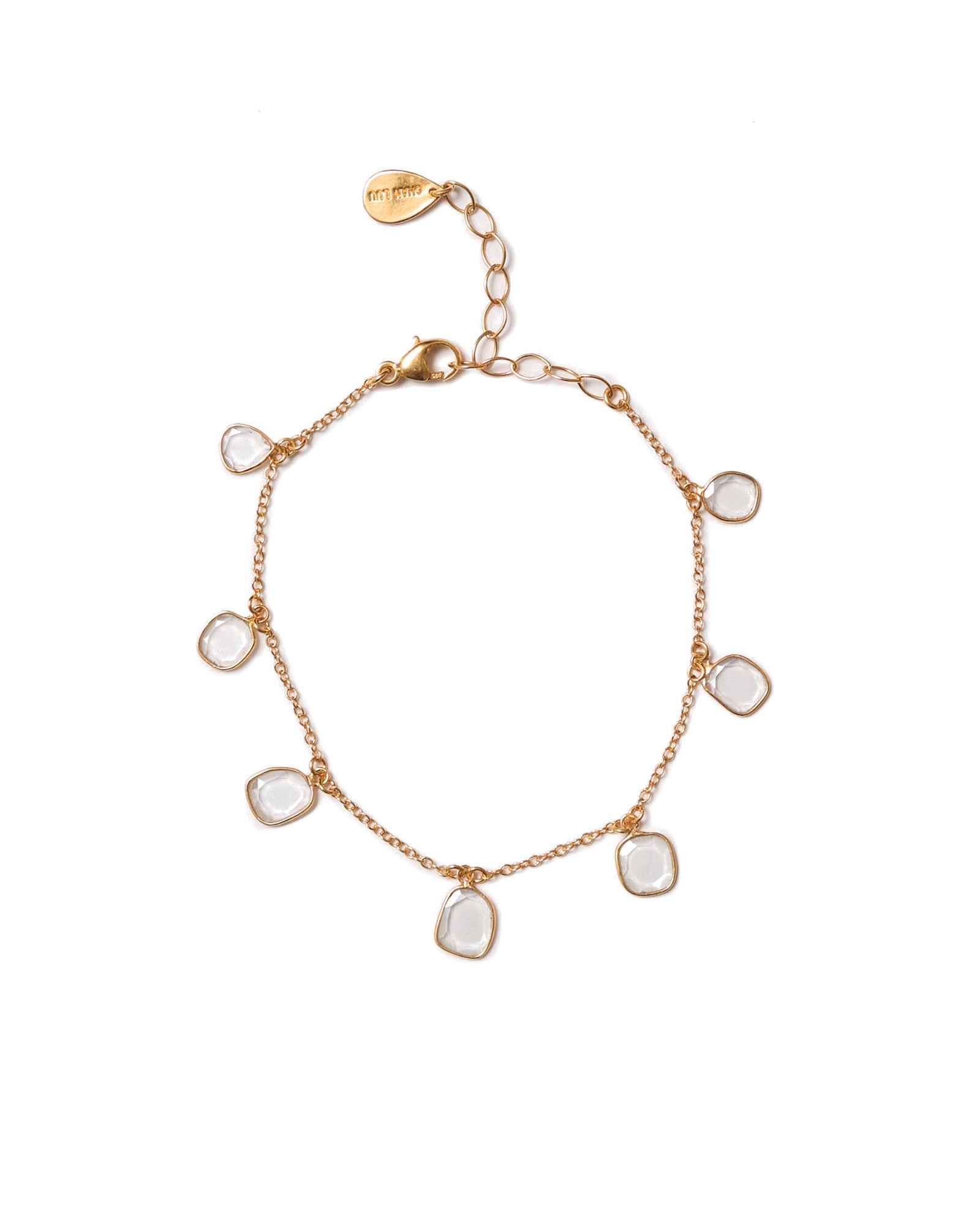 Moissanite Bezel Charm Bracelet 18k Gold Vermeil, Moissanite