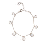 Moissanite Bezel Charm Bracelet Sterling Silver, Moissanite
