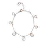 Moissanite Bezel Charm Bracelet Sterling Silver, Moissanite