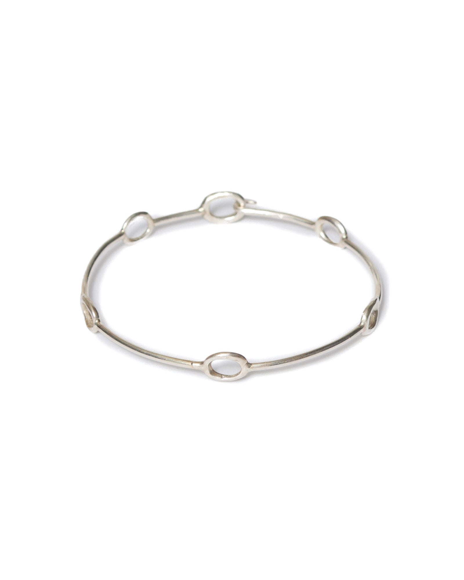 Oval Cut Out Bangle Silver Plated
