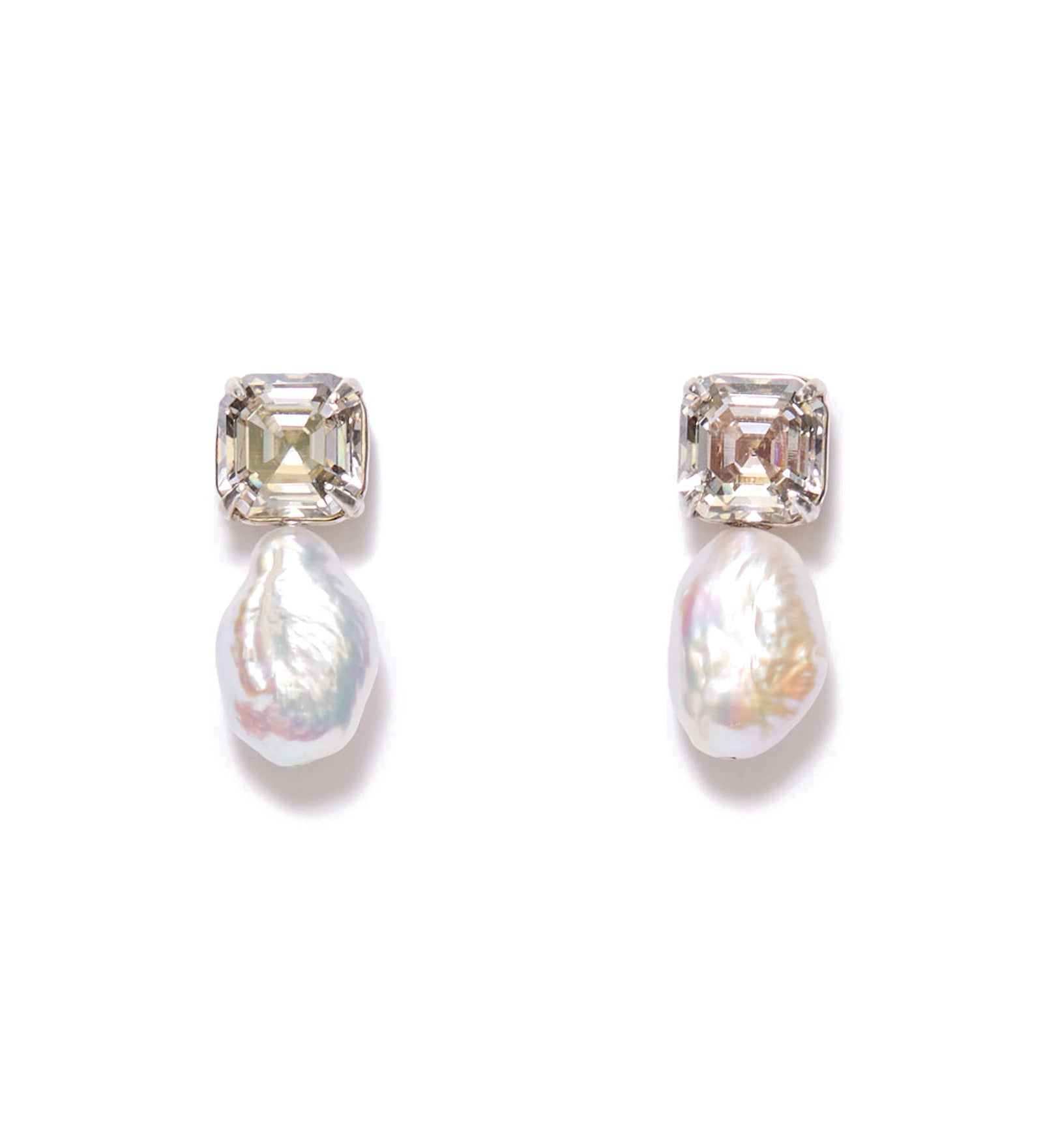 Crystal & Pearl Drop Stud Sterling Silver, Crystal, Freshwater Pearl