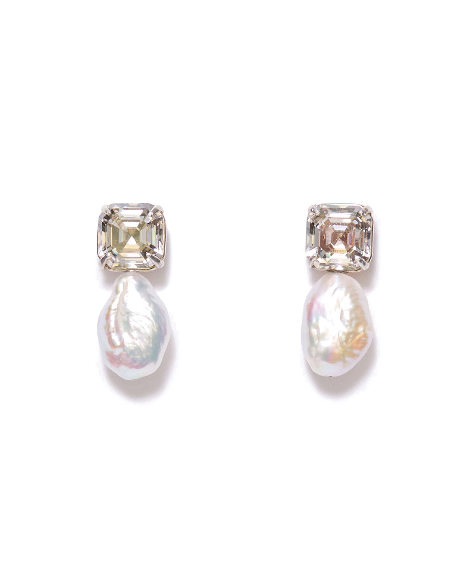 Crystal & Pearl Drop Stud Sterling Silver, Crystal, Freshwater Pearl