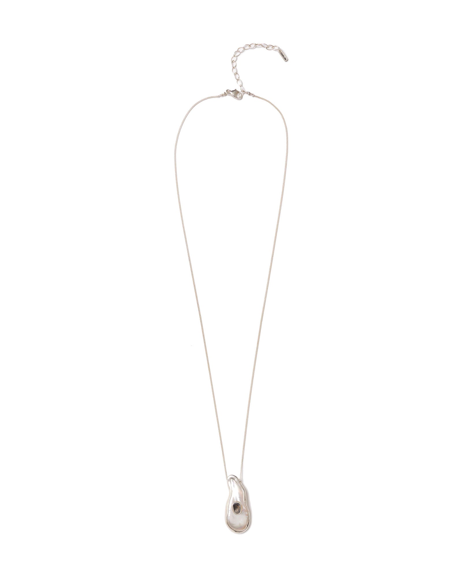 Biwa Pearl & Diamond Necklace Sterling Silver, Biwa Pearl, Black Diamond