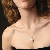 Biwa Pearl & Diamond Necklace Sterling Silver, Biwa Pearl, Black Diamond