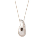 Biwa Pearl & Diamond Necklace Sterling Silver, Biwa Pearl, Black Diamond