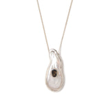 Biwa Pearl & Diamond Necklace Sterling Silver, Biwa Pearl, Black Diamond