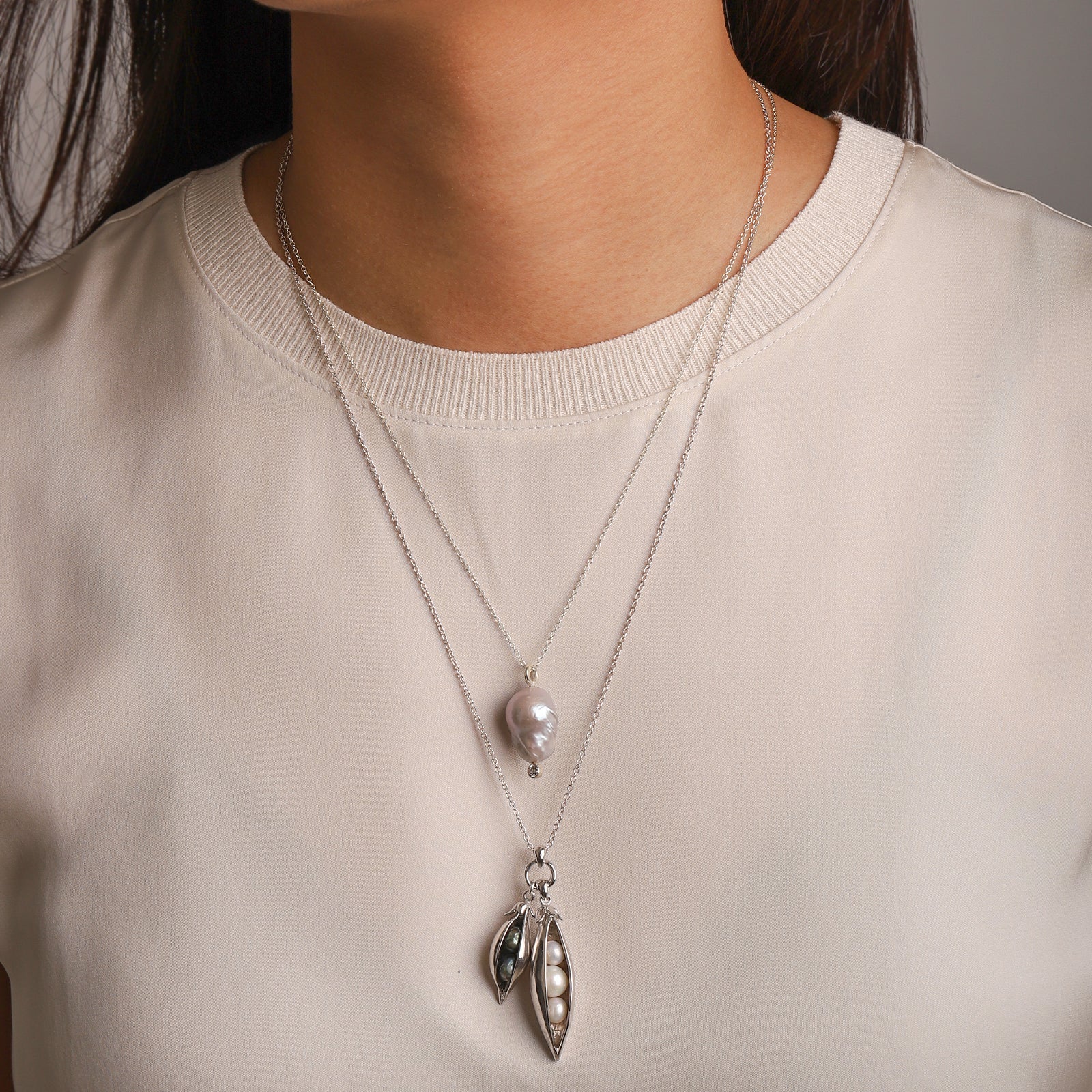 Chan Luu-Baroque Pearl & Diamond Necklace-Necklaces-Blue Ruby Jewellery-Vancouver Canada