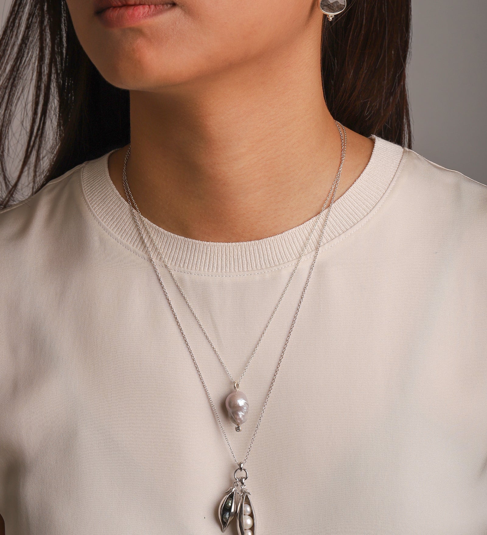 Chan Luu-Baroque Pearl & Diamond Necklace-Necklaces-Blue Ruby Jewellery-Vancouver Canada