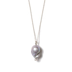 Baroque Pearl & Diamond Necklace Sterling Silver, Freshwater Pearl, Diamond