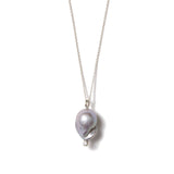 Baroque Pearl & Diamond Necklace Sterling Silver, Freshwater Pearl, Diamond