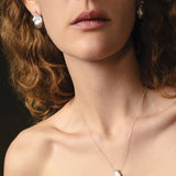 Baroque Pearl & Diamond Stud Sterling Silver, Pearl, Diamond