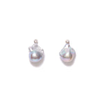Baroque Pearl & Diamond Stud Sterling Silver, Pearl, Diamond