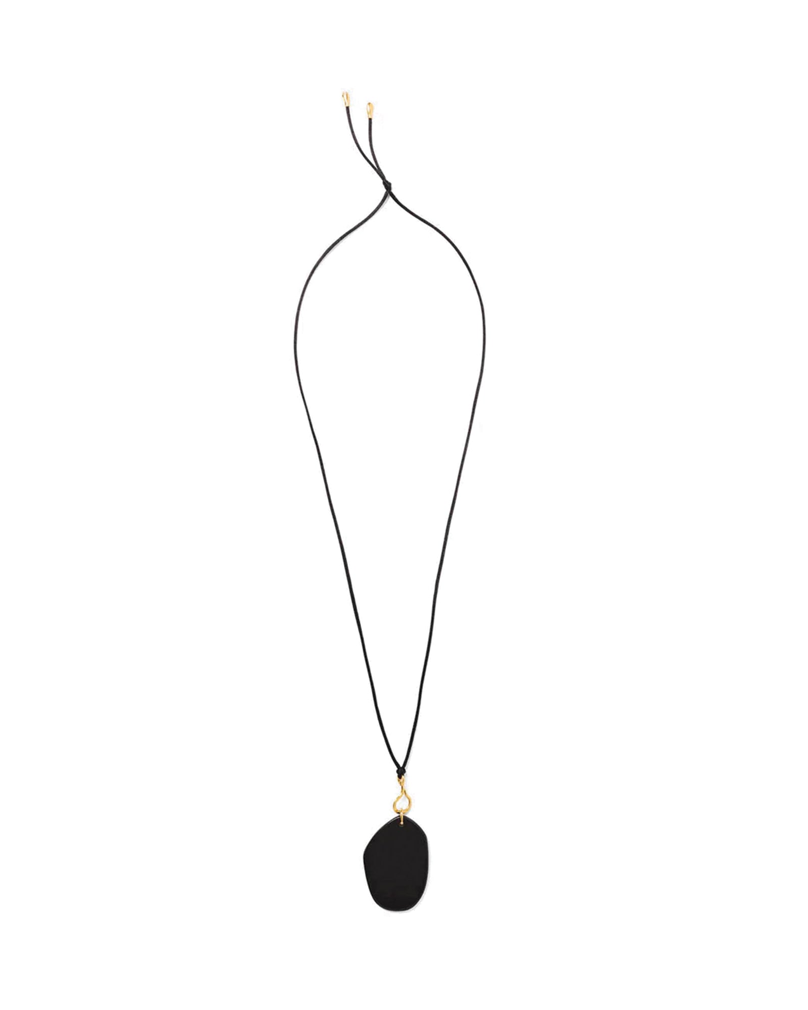 Slice Necklace 18k Gold Vermeil, Black Glass