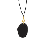 Slice Necklace 18k Gold Vermeil, Black Glass