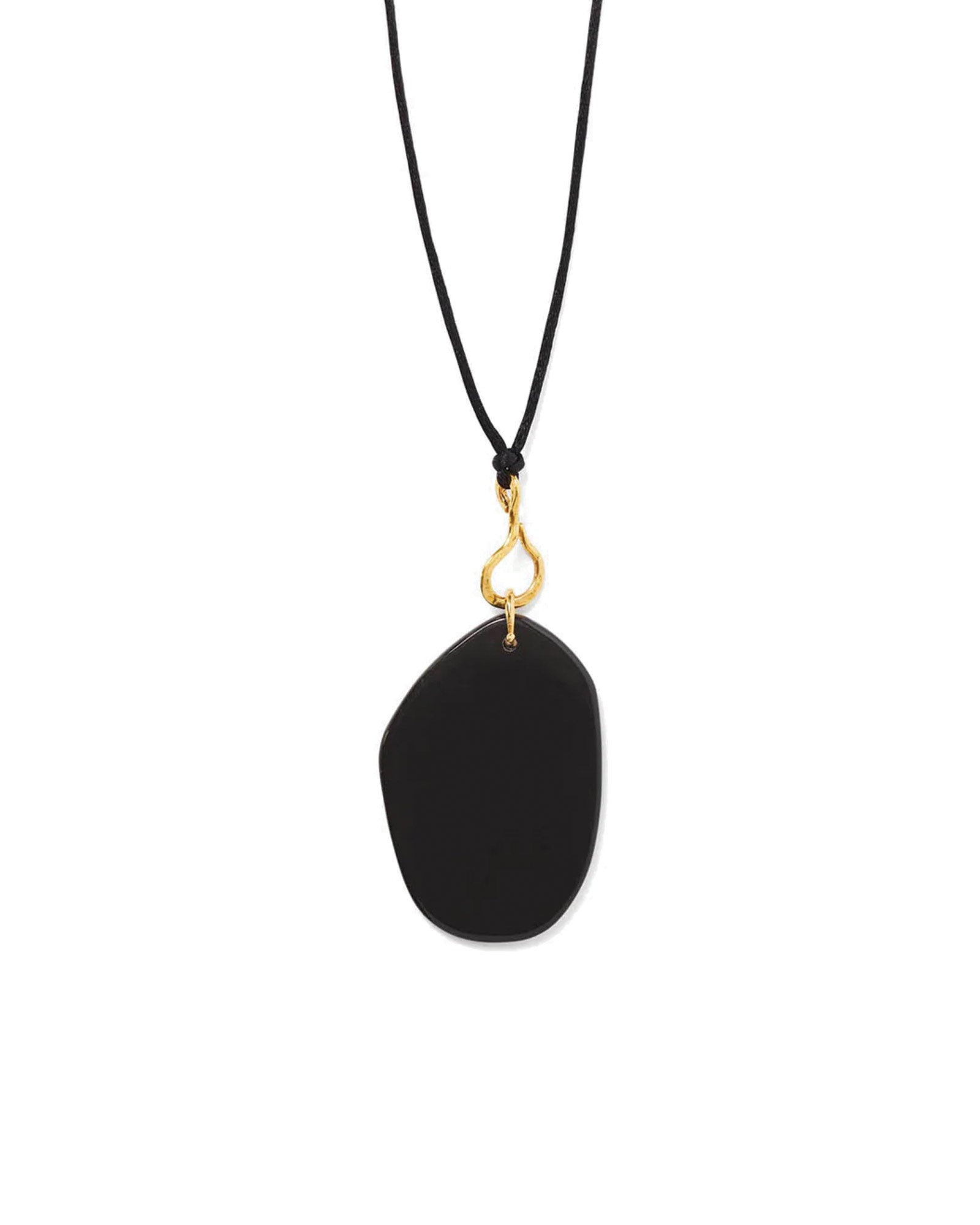 Slice Necklace 18k Gold Vermeil, Black Glass