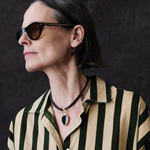 Totem Leather Necklace 18k Gold Vermeil, Hypersthene, Green Amethyst