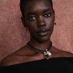 Totem Leather Necklace 18k Gold Vermeil, Hypersthene, Green Amethyst