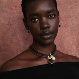 Totem Leather Necklace 18k Gold Vermeil, Hypersthene, Green Amethyst