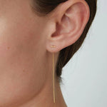 Gold Bar Chain Thread Earrings 18k Gold Vermeil