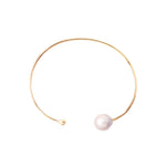 White Pearl and Gold Diamond Cuff 18k Gold Vermeil, White Pearl, Champagne Diamond