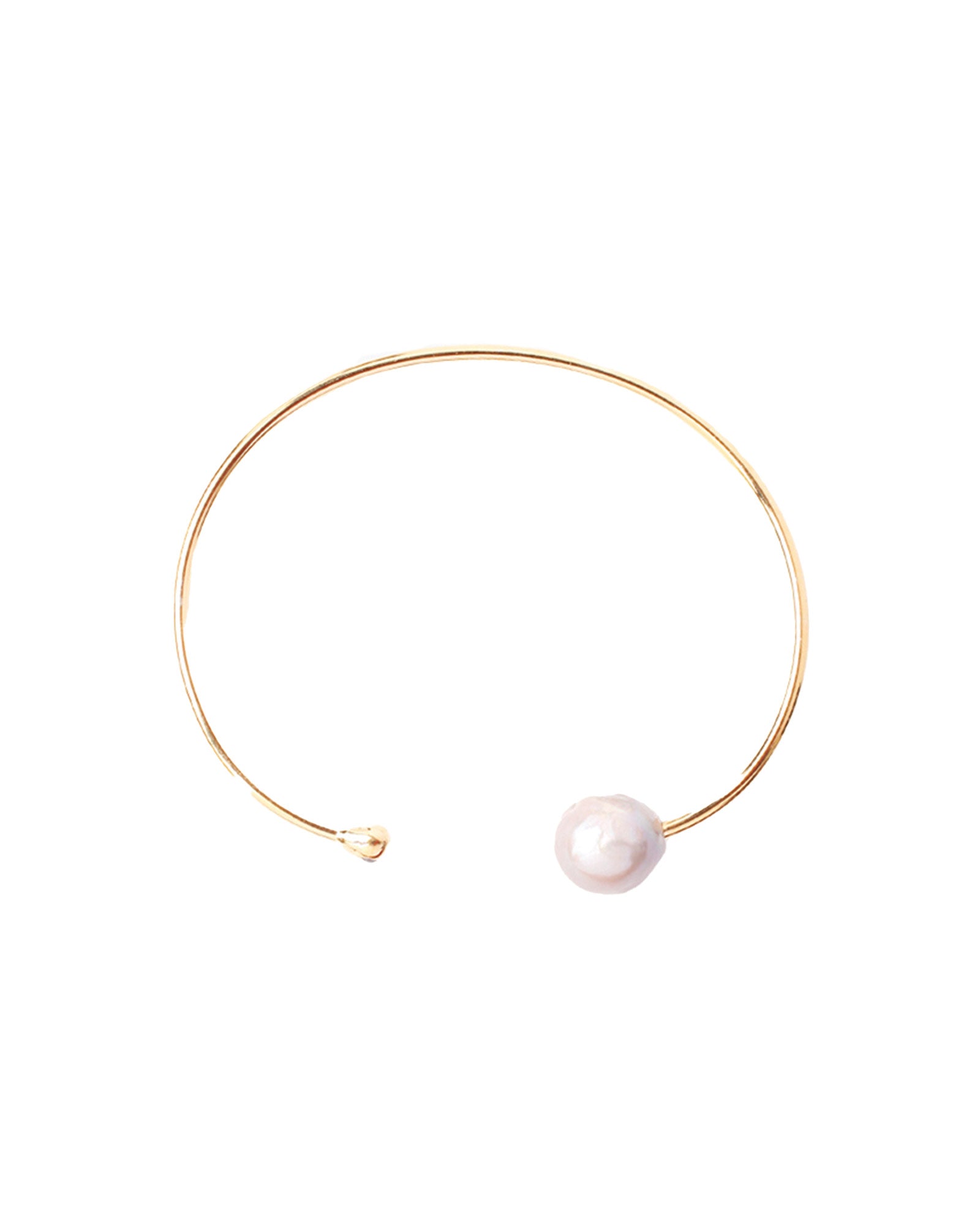 White Pearl and Gold Diamond Cuff 18k Gold Vermeil, White Pearl, Champagne Diamond