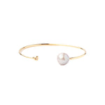 White Pearl and Gold Diamond Cuff 18k Gold Vermeil, White Pearl, Champagne Diamond