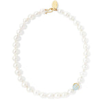 Lark Necklace 18k Gold Vermeil, White Pearl, Aquamarine