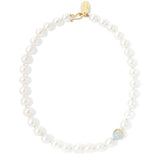 Lark Necklace 18k Gold Vermeil, White Pearl, Aquamarine