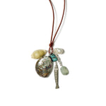 Fisherman's Charm Necklace Sterling Silver, Abalone, Turquoise