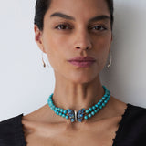 Butterfly Collar Necklace 18k Gold Vermeil, Turquoise, Labradorite