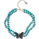 Butterfly Collar Necklace 18k Gold Vermeil, Turquoise, Labradorite