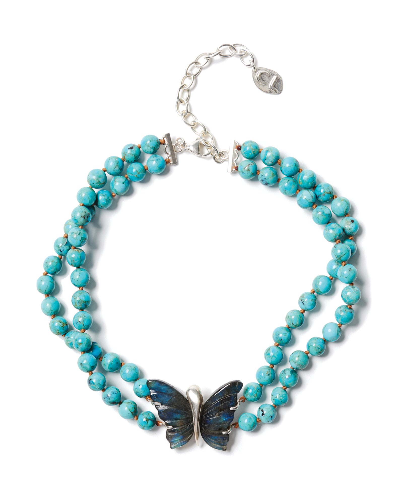 Butterfly Collar Necklace 18k Gold Vermeil, Turquoise, Labradorite