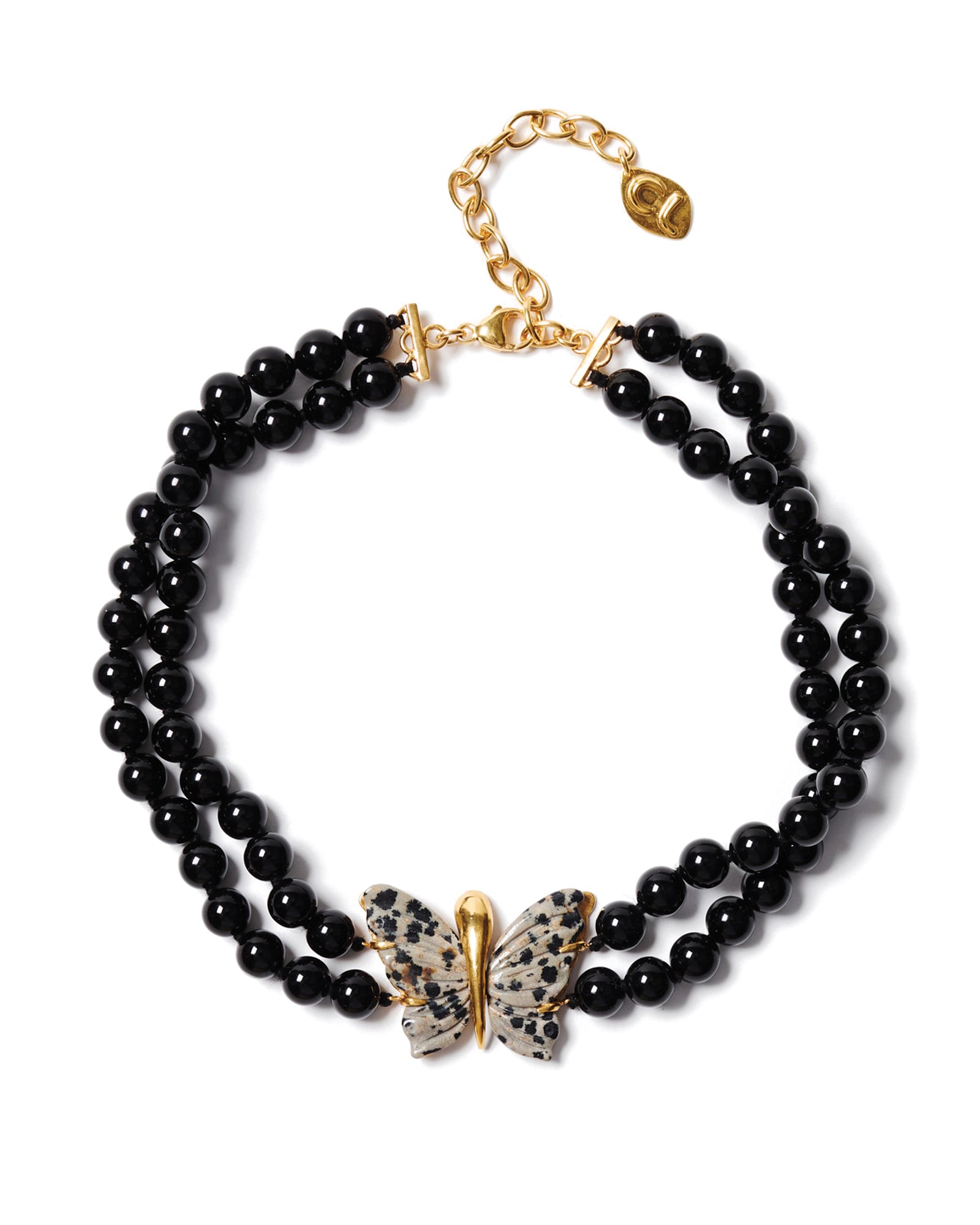 Butterfly Collar Necklace 18k Gold Vermeil, Onyx, Jasper