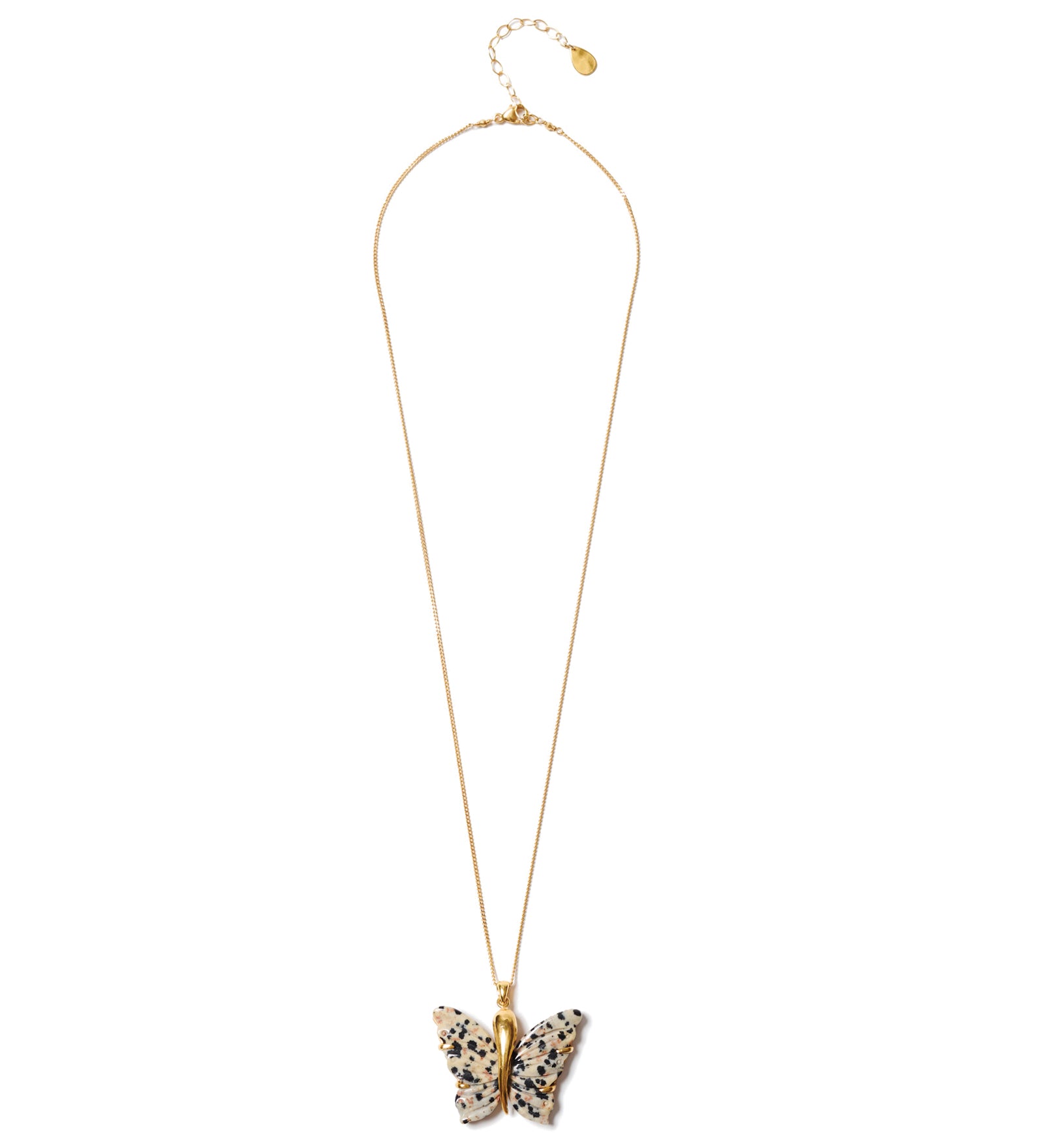 Butterfly Necklace 18k Gold Vermeil, Jasper