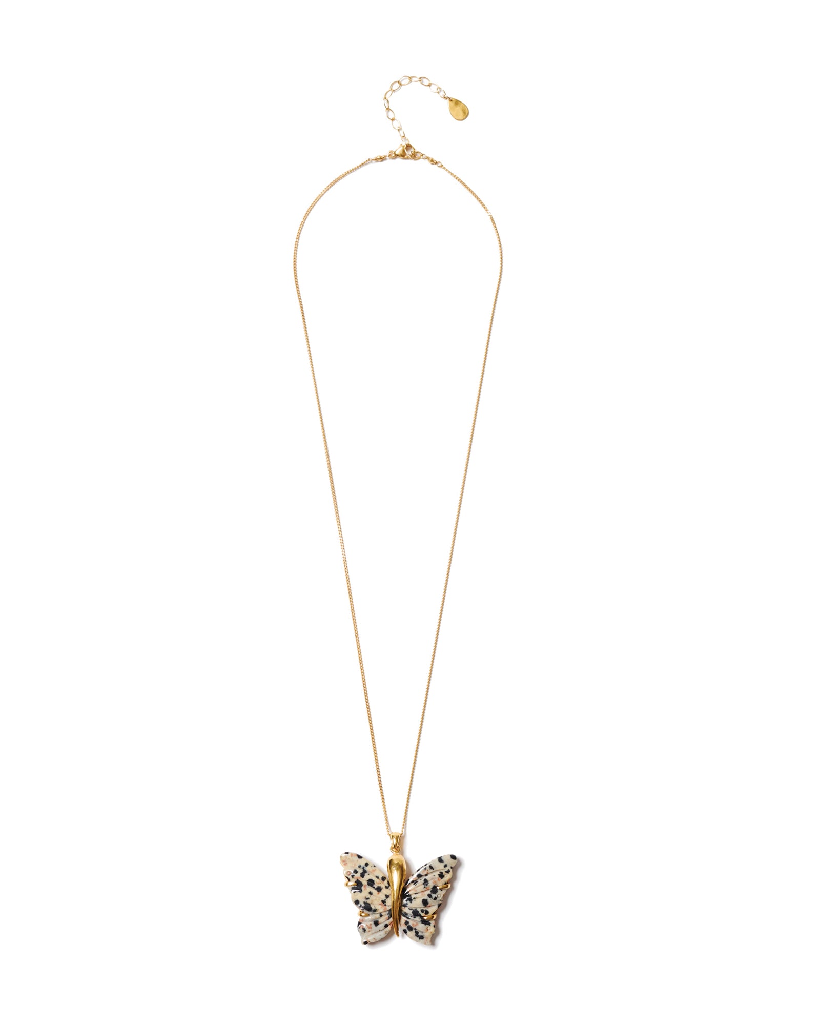 Butterfly Necklace 18k Gold Vermeil, Jasper