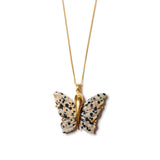 Butterfly Necklace 18k Gold Vermeil, Jasper