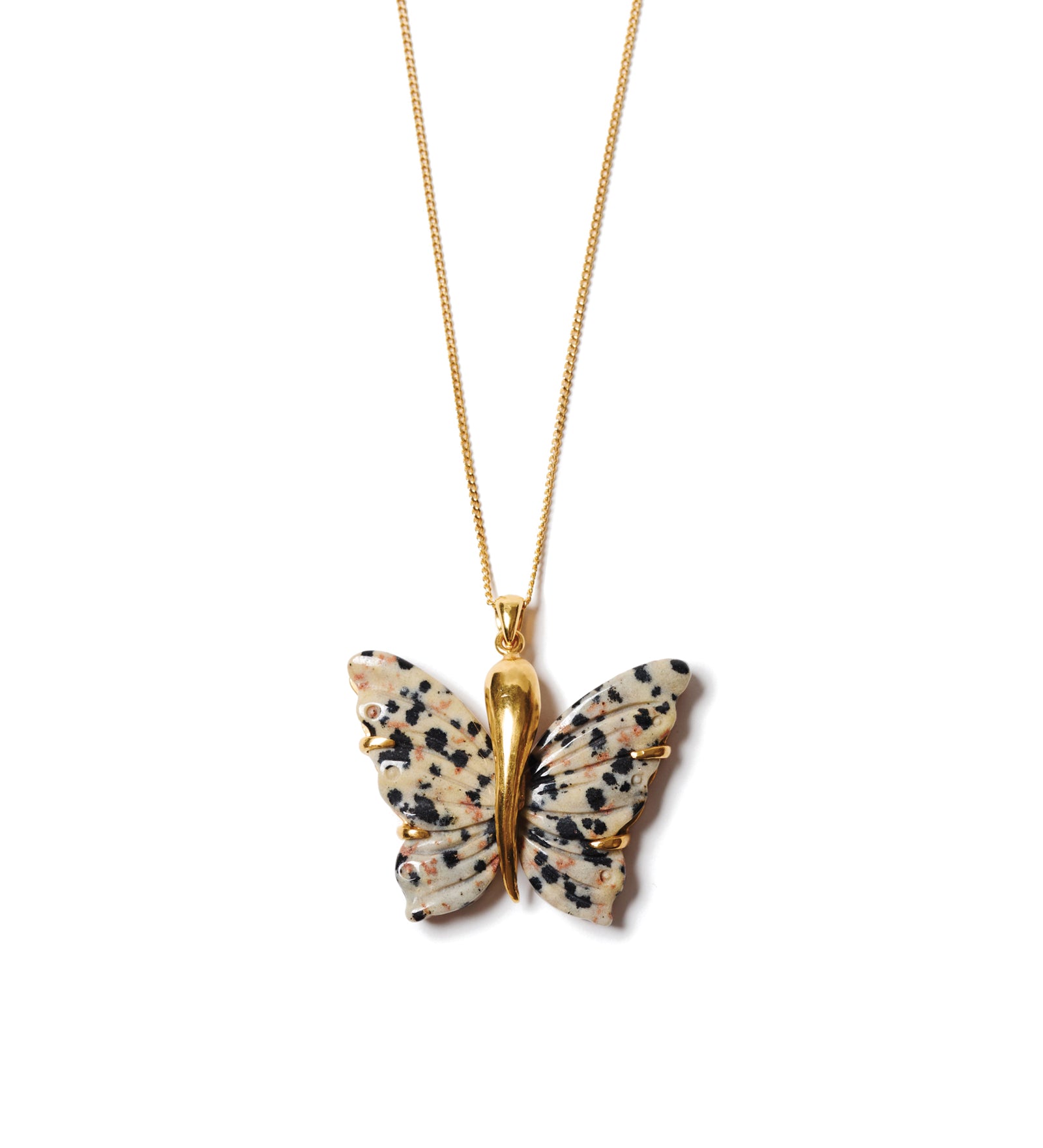 Butterfly Necklace 18k Gold Vermeil, Jasper