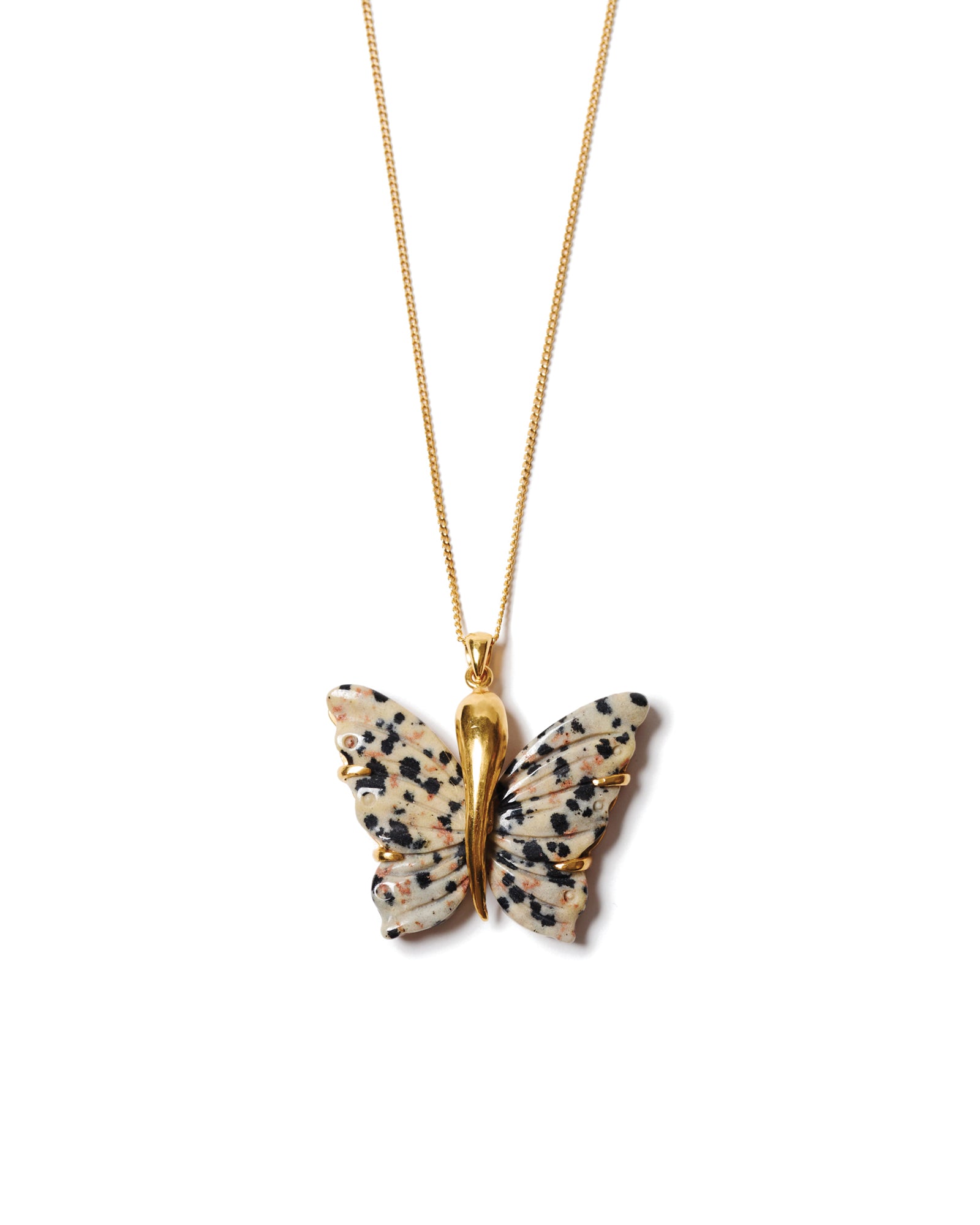 Butterfly Necklace 18k Gold Vermeil, Jasper