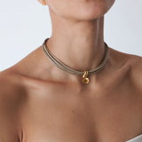 Seven Wrap Leather Collar 18k Gold Vermeil, Leather, Citrine