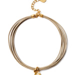 Seven Wrap Leather Collar 18k Gold Vermeil, Leather, Citrine
