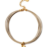 Seven Wrap Leather Collar 18k Gold Vermeil, Leather, Citrine