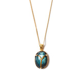 Scarab Necklace 18k Gold Vermeil, Labradorite