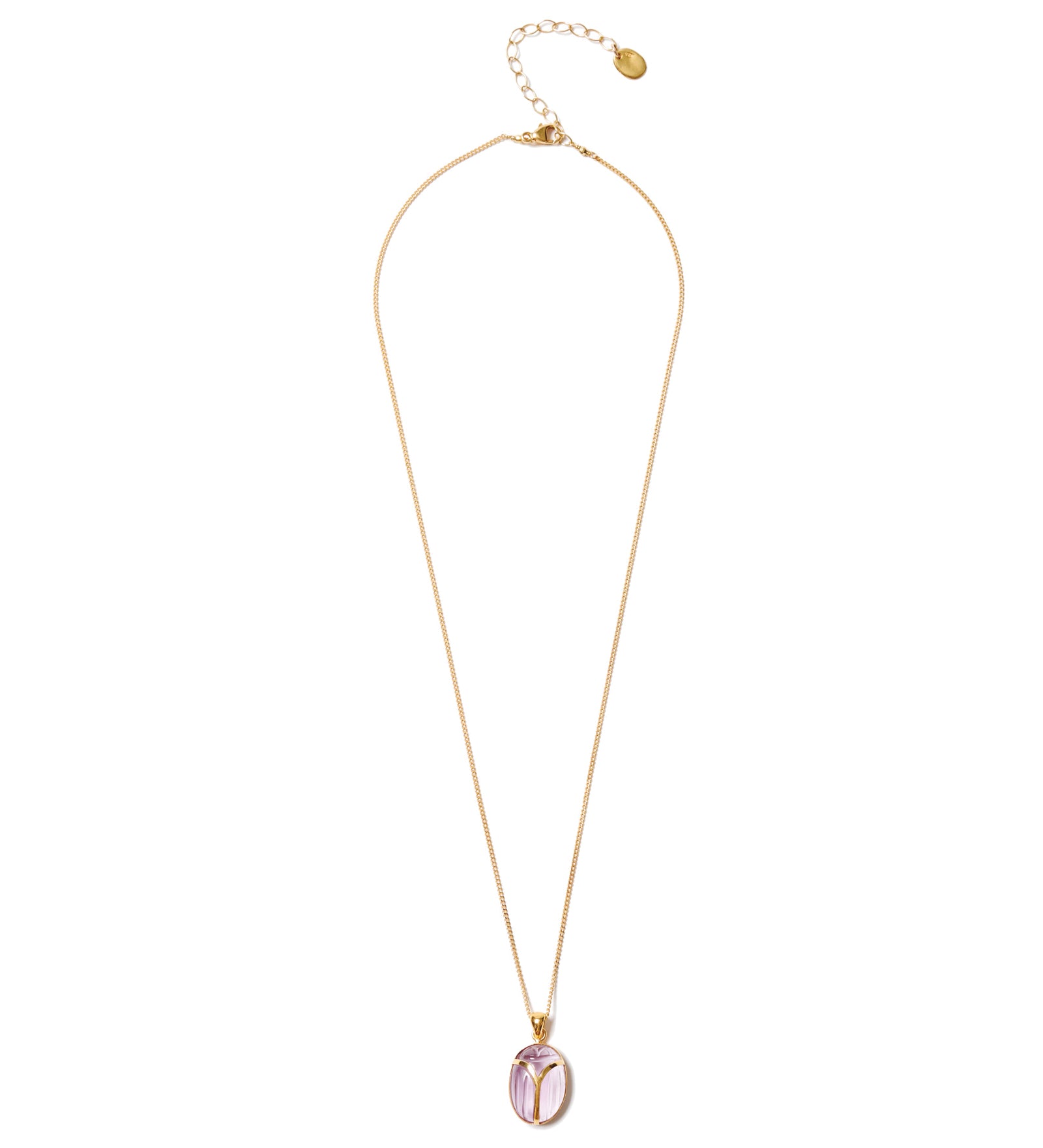 Scarab Necklace 18k Gold Vermeil, Amethyst
