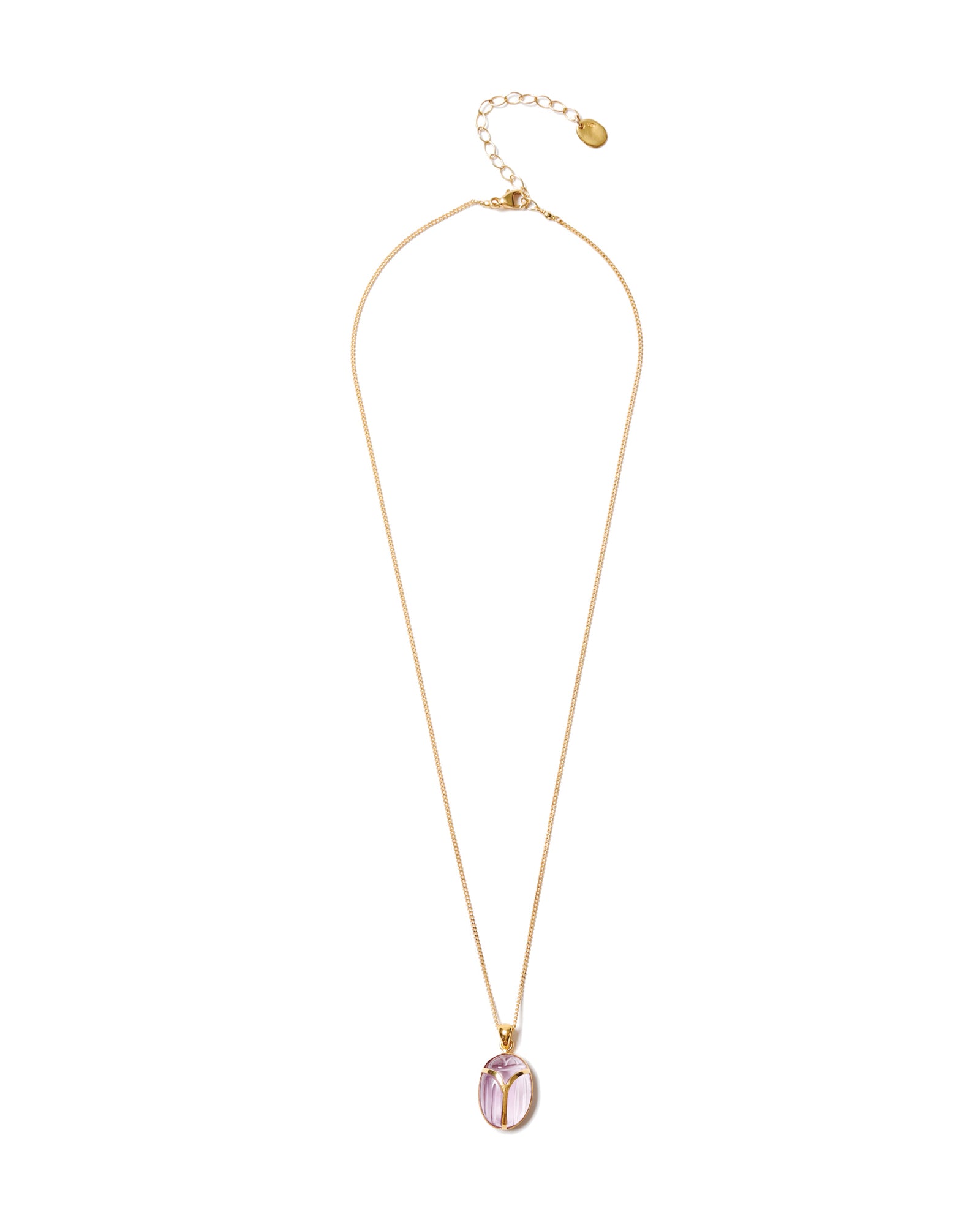 Scarab Necklace 18k Gold Vermeil, Amethyst