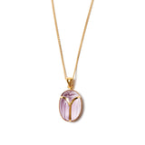 Scarab Necklace 18k Gold Vermeil, Amethyst